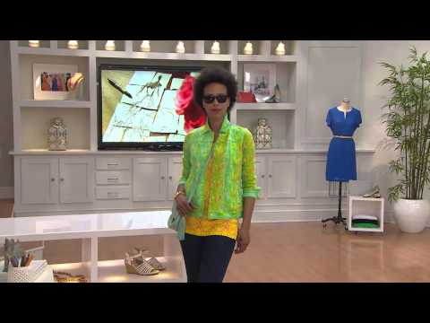 Isaac Mizrahi Live! Colorful Snake Printed Knit Jacket with Shawn Killinger