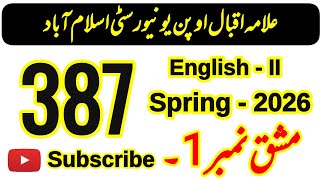 AIOU Code 387 English - II Solved Assignment No 1 Spring 2026 | FA & I.Com | AIOU Moon Academy