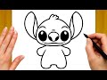كيف ترسم ستيتش من كرتون ليلو خطوه بخطوه رسم سهل How To Draw Stitch From Lilo Stitch 