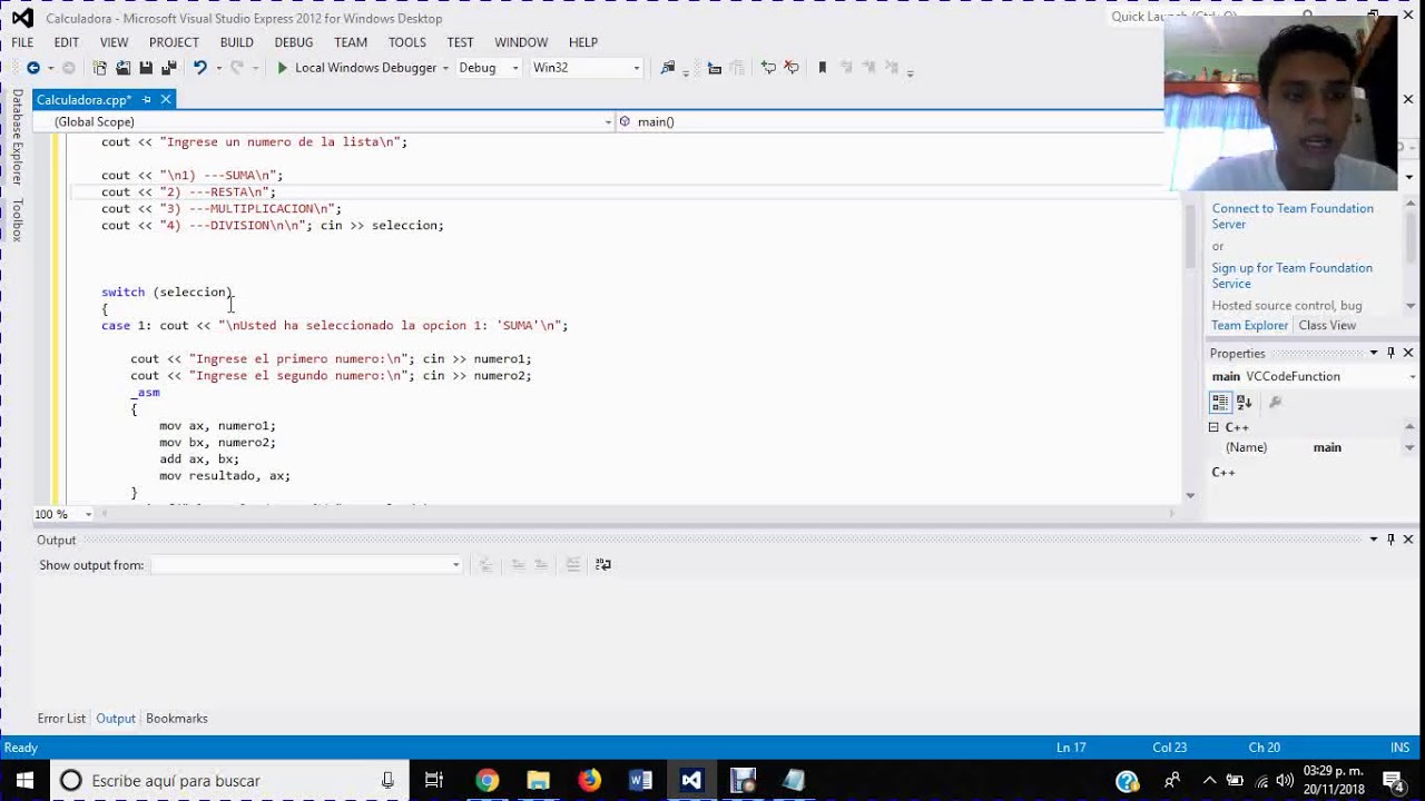 Calculadora en función de Ensamblador y C++ - By Alejandro Cortés - YouTube
