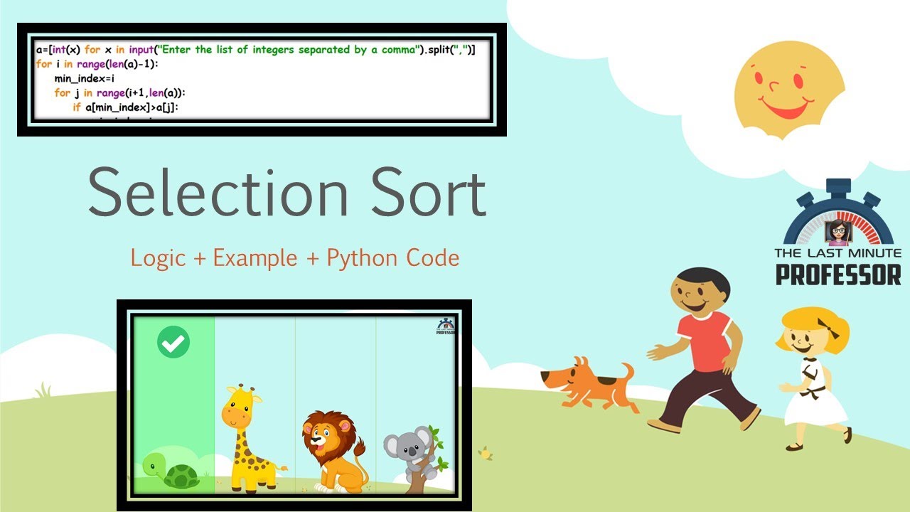 Selection Sort in Python | Animated Example | The Last Minute Professor ...