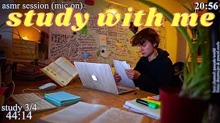 LIVE-ASMR | 5-HOUR study with me 📚🌧 real study sounds & pomodoro timer 60 & 10