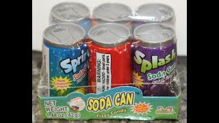Kidsmania Soda Can Fizzy Candy Sprint Lemon Lime Loca Cola Crash Orange Splash Grape Review Youtube