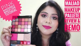 Maliao Makeup Pallete 02 Review and demo || Easy Pink Monochromatic Makeup tutorial