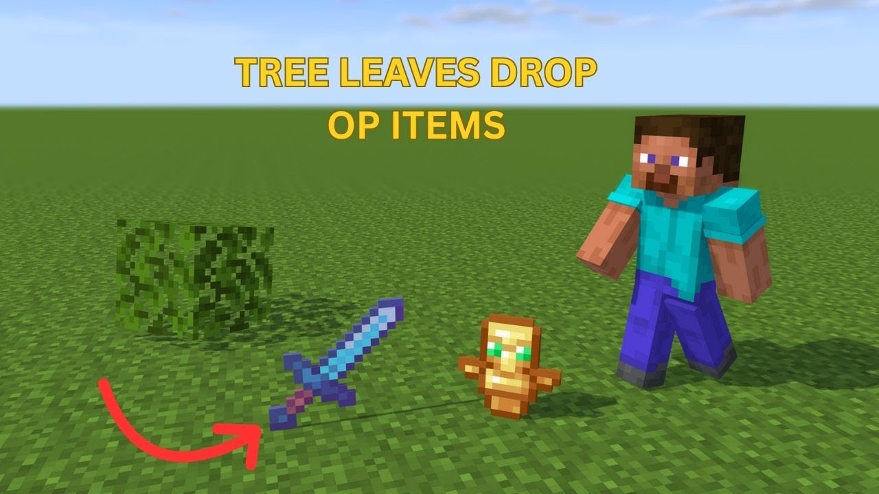 Minecraft but tree leaves drop op items - YouTube