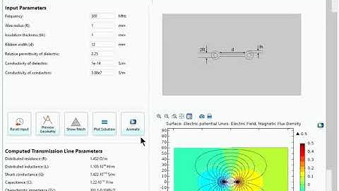 Transmission line calculator using COMSOL Multiphysics