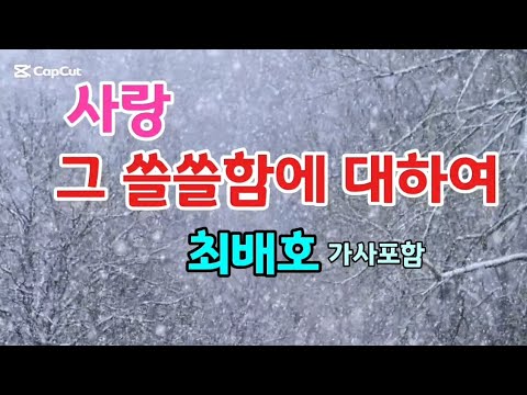 최백호 사랑 그 쓸쓸함에 대하여 가사포함
