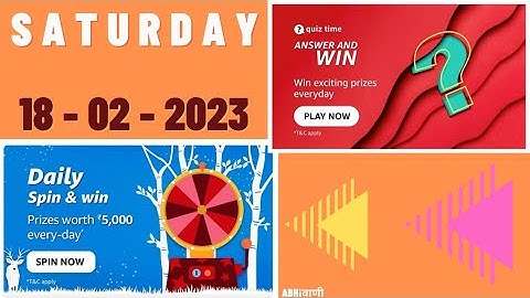 Amazon Today Quiz Answers || Amazon Daily Quiz Answers Today || 18 February 2023 || Saturday || APay
