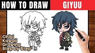 How To Draw Giyuu Tomioka | Drawing Chibi Giyuu Tomioka - Step by Step