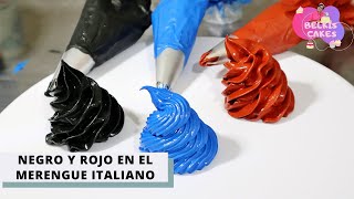 COMO DAR COLOR NEGRO Y ROJO A MERENGUE ITALIANO | Belkis Cakes