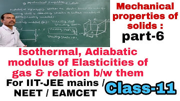 MPS-10: Part-6:Concept of bulk,Rigidity modulus.Isothermal&Adiabatic of Elasticities of gas JEE/NEET