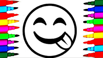 How To Draw and Color Emoticons l Emoticons Faces Coloring Pages Videos For Kids l Learn Colors