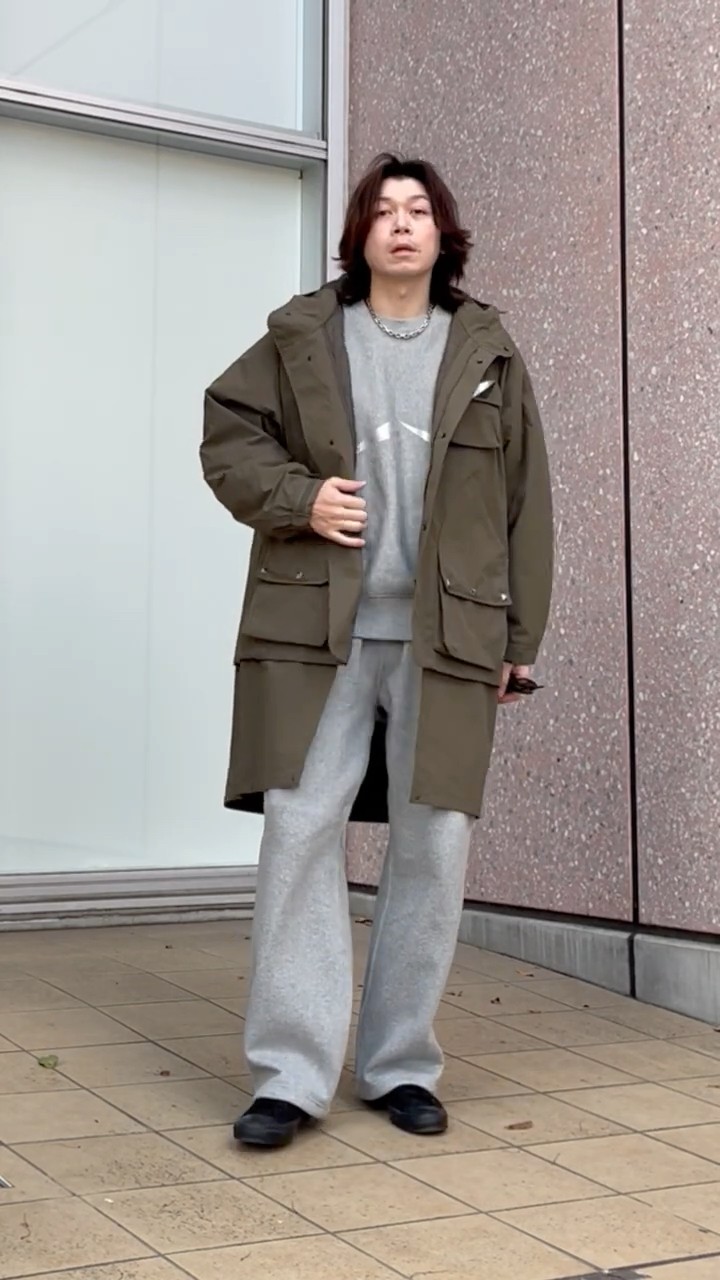 GU × ENGINEERED GARMENTSのシェルパーカーを使ったコーデ【パデッド