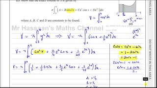 WMA14/01, (Edexcel), IAL P4, June 2025, Q9, Integration by Parts (DI), Volumes of Revolution
