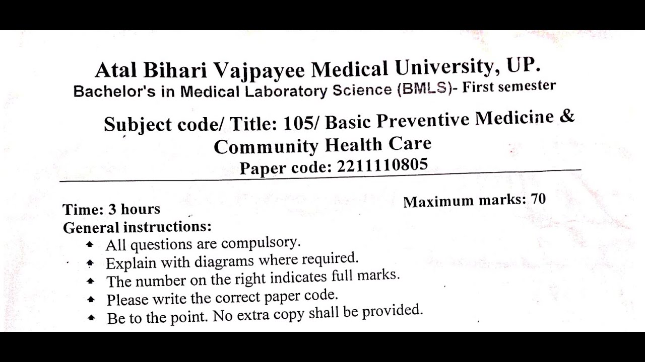 BMLS 1st Semester | Basic Preventive Medicine & Community Health Care ...