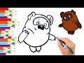 Как нарисовать ВИННИ ПУХА / Рисунок раскраска для детей /  Раскрась Ка