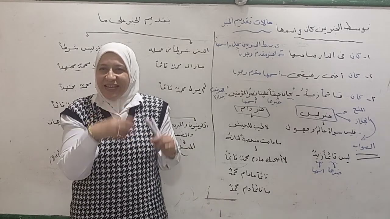 تابع كان وأخواتها (الجزء الثاني) حكم تقديم خبرها نحو  الأول الثانوي الأزهري ترم ثاني قناة الياسمين