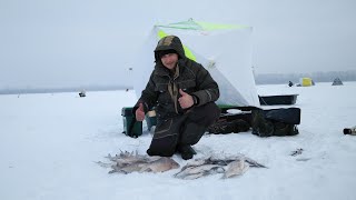 Зимняя Рыбалка с НОЧЕВКОЙ и КОМФОРТОМ в палатке! Ловля ЛЕЩА зимой на Белом озере