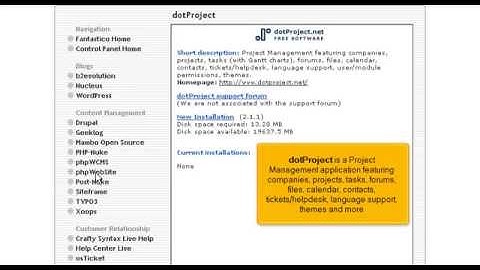 How to install dotProject from Fantastico