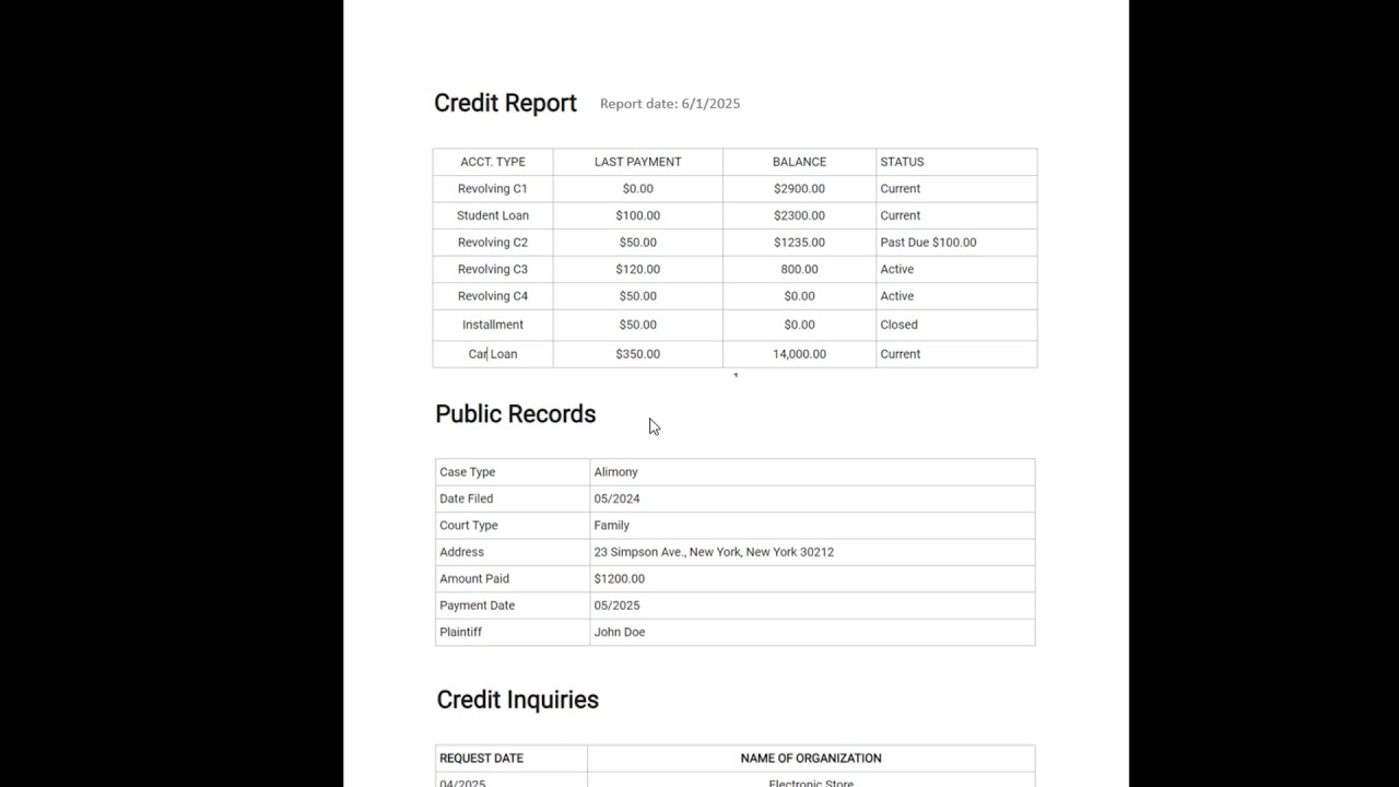 How to read a credit report for the DTI calculation