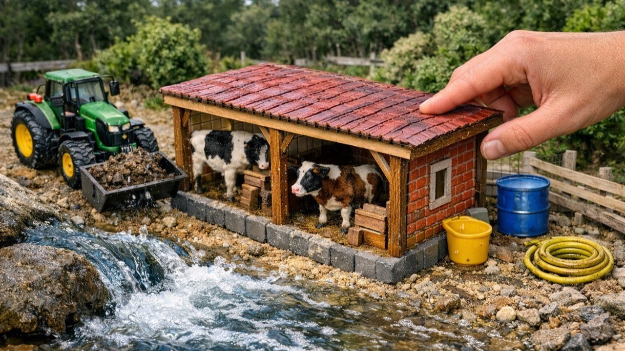 DIY Mini Farm Barn from Mini Bricks & Cement — Full Build - YouTube