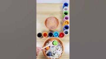 ASMR Color Sorting Wooden Balls & Filling A Bowl (Reverse) #satisfying #shorts #asmr #colorful