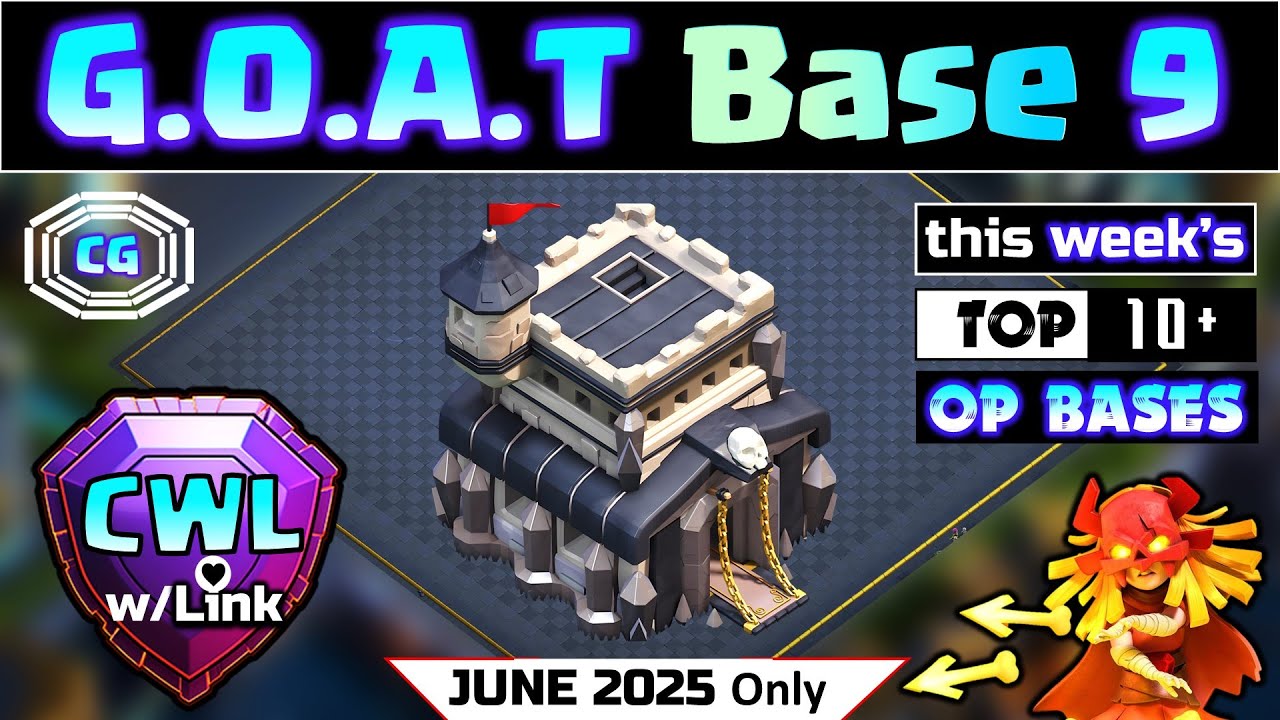 GOAT TH9 WAR BASE WITH LINK! Best TH9 anti 3