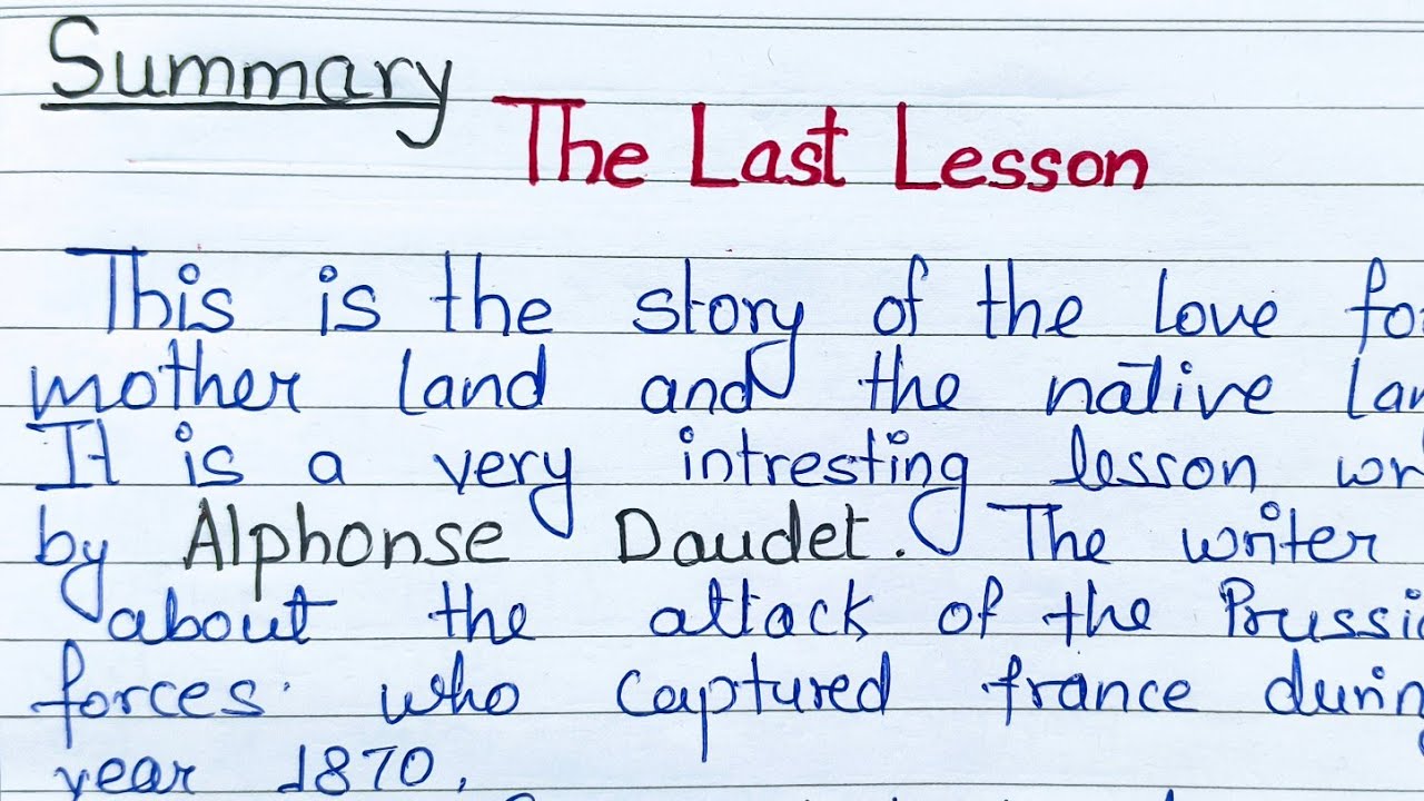 The Last Lesson | Class 12th English Chapter 1 | Full Explanation/Summary/Long Question Answers