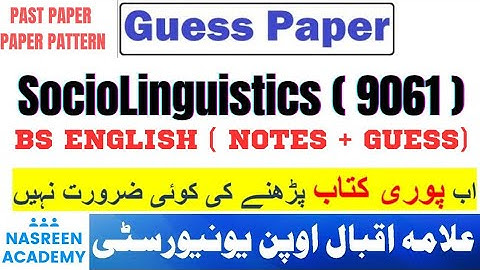 Sociolinguistics 9061 Guess paper Spring 2025 | Bs English | Sociolinguistics 9061 Past paper | Aiou