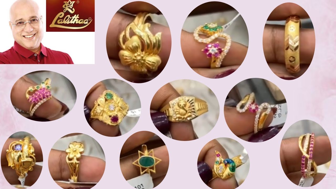Lalitha jewellers couple rings collection with weight//Couple rings designs  #goldjewellerycollection - YouTube