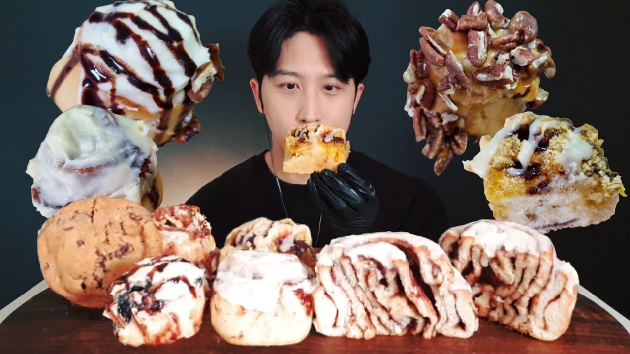 ASMR MUKBANG)동네에 시나본이 생겨서 시나본/시나몬롤/디저트/빵/먹방/Cinnamon roll/dessert/bread/EATING SHOW