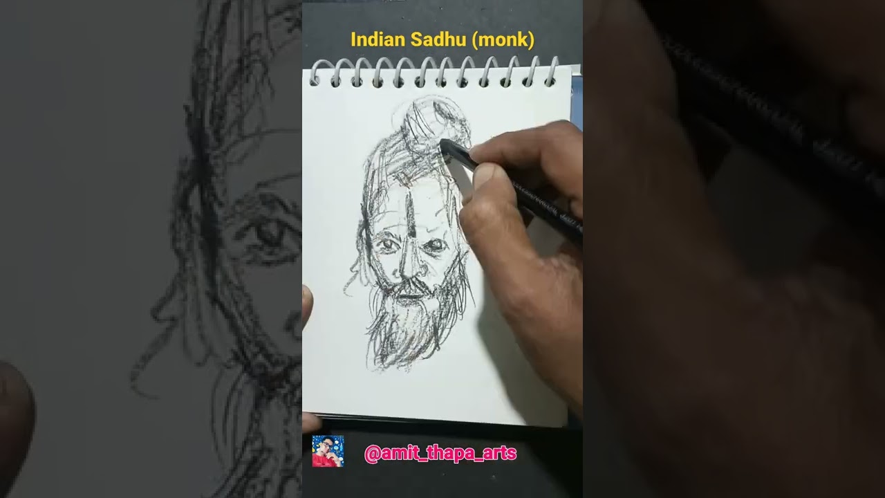 Indian Sadhu Baba ♥️👍 Charcoal Rapid Sketch 
