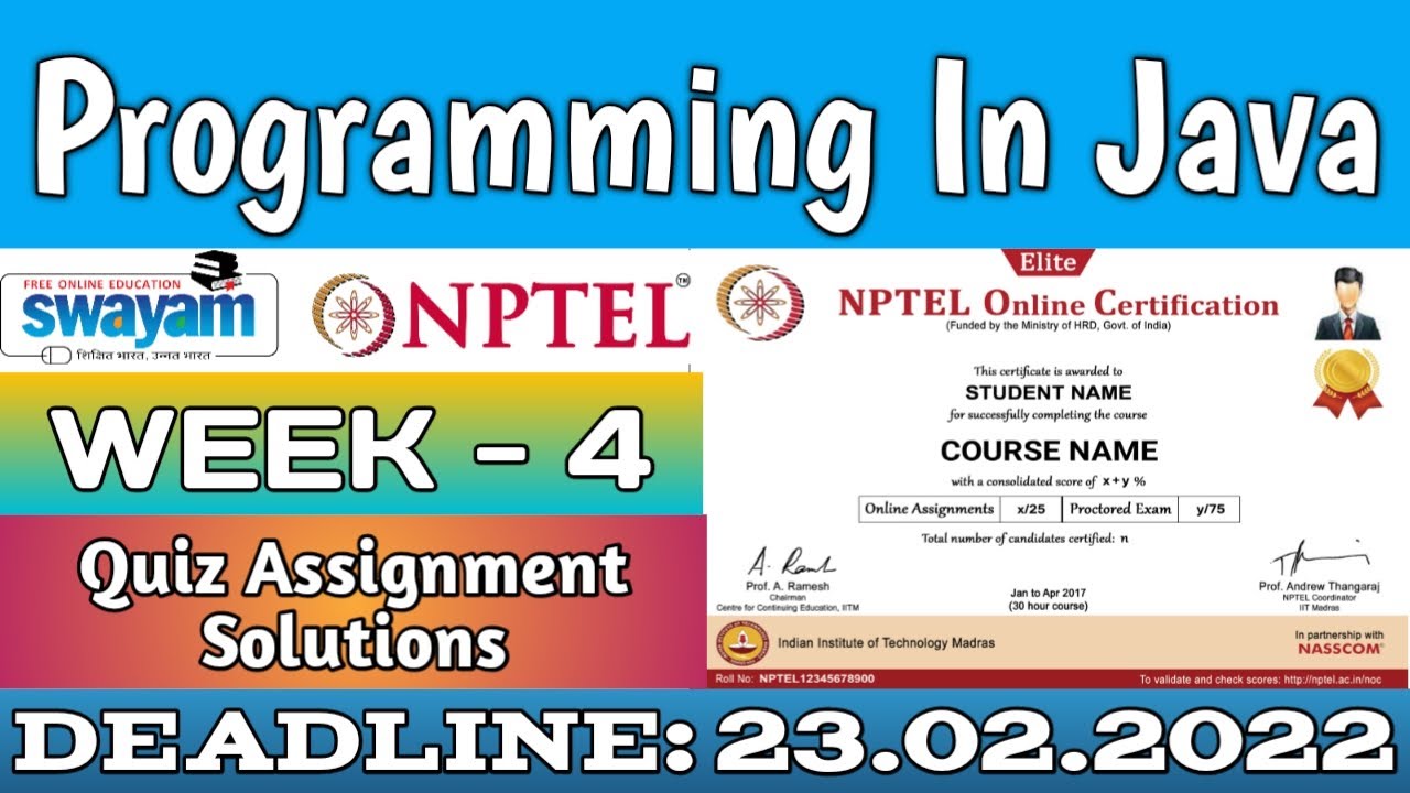 nptel week 4 assignment answers programming in java