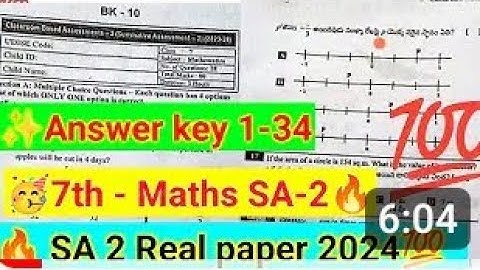 AP 7th class sa-2 maths question paper answers 2024🔑new syllabus cbse syllabus paper 2024