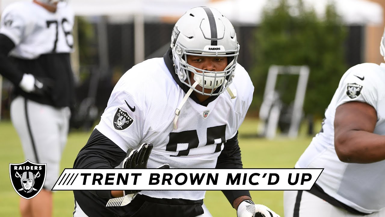 football score Trent Brown Mic'd Up at 2019 Training Camp | Raiders