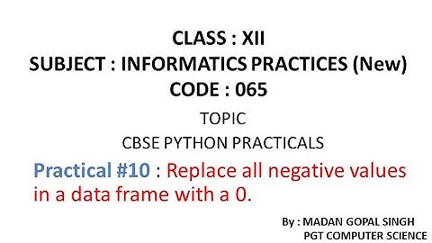 XII - IP Practical #10 : Replace all negative values in a data frame with a 0