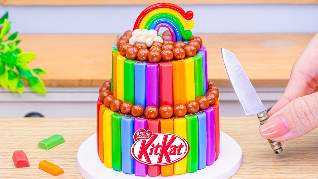 Rainbow Cake Recipe with Chocolate Drip 🌈 Easy Mini Cake Decorating ...