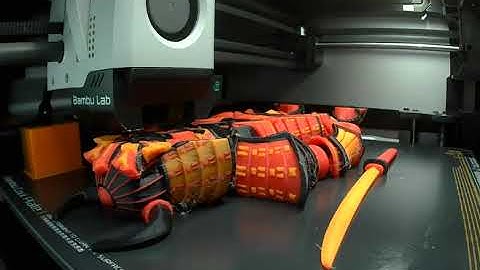 3d printed time lapse of flexi-factory samurai with katana sword.