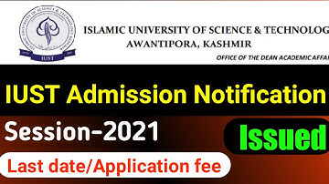IUST AWANTIPORA  Admission Notification for PG & Other Courses For The session 2021-22
