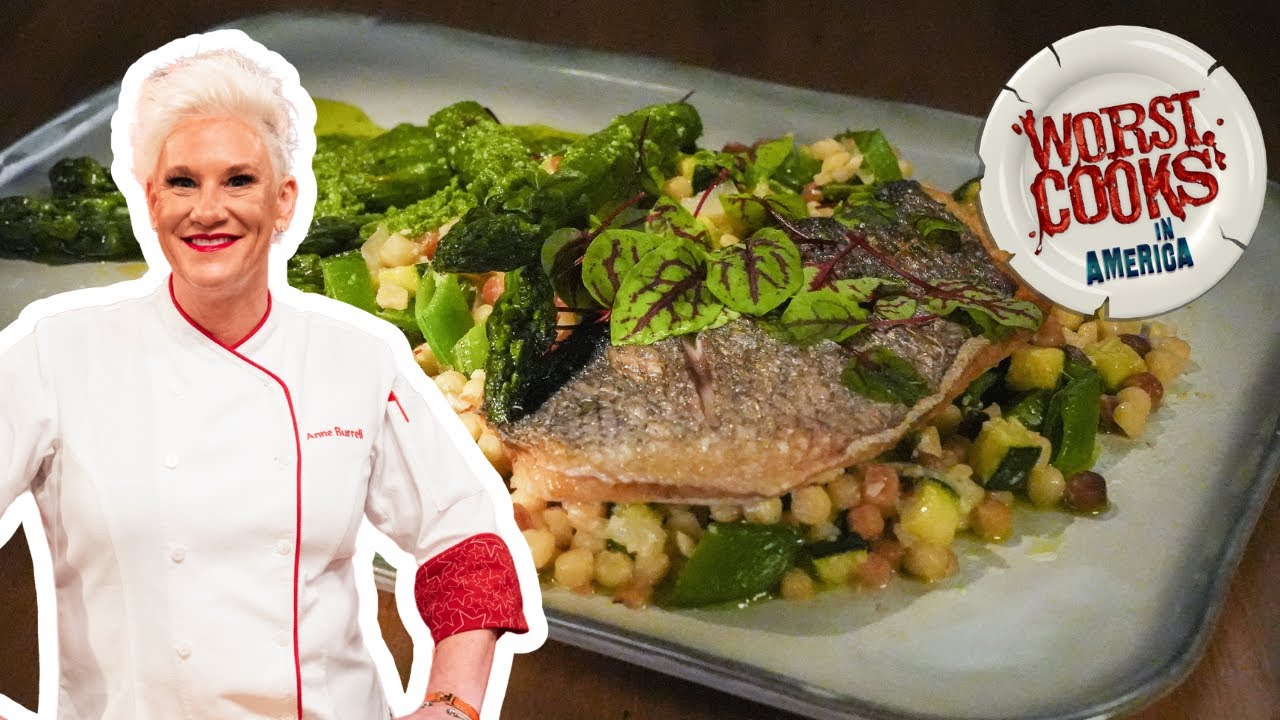 Anne Burrell’s Seared Sea Bream with Fregola and Vegetables | Worst Cooks in America