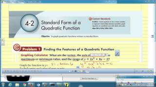 Ms. Hein's Algebra 2 Notes on Standard Form for Quadratics