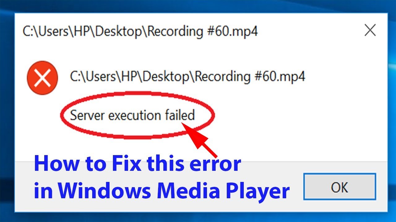 Media Player Error. Ошибка при выполнении приложения-сервера Windows Media Player. Execute failure.