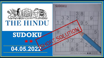 The Hindu  Sudoku May 04, 2022 - 2 Star - Short Solution