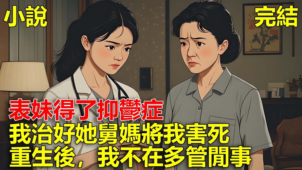 表妹得了抑鬱症，作為醫生我讓表妹住院治療，後來表妹嫁人，妹夫說表妹有抑鬱症病史退婚，於是舅媽把責任怪到我身上將我害死，重生後，我不在多管閒事！