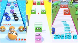 Jelly Run 2048 vs Ball Blend vs Number Run ASMR 🔥 | 4096f vs 128A vs 20539B Record