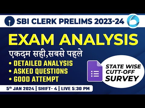 SBI Clerk Analysis 2023 (5th Jan 2024, Shift 4) | SBI Clerk Exam Analysis 2023 & Expected Cut Off