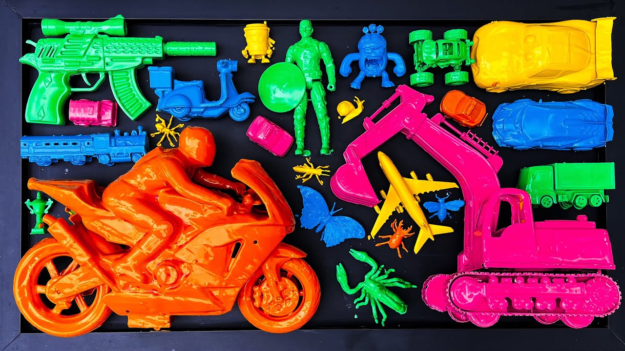 Membersihkan mobil mobilan, motor balap, excavator, mobil balap, truk tangki, kereta api, anomali