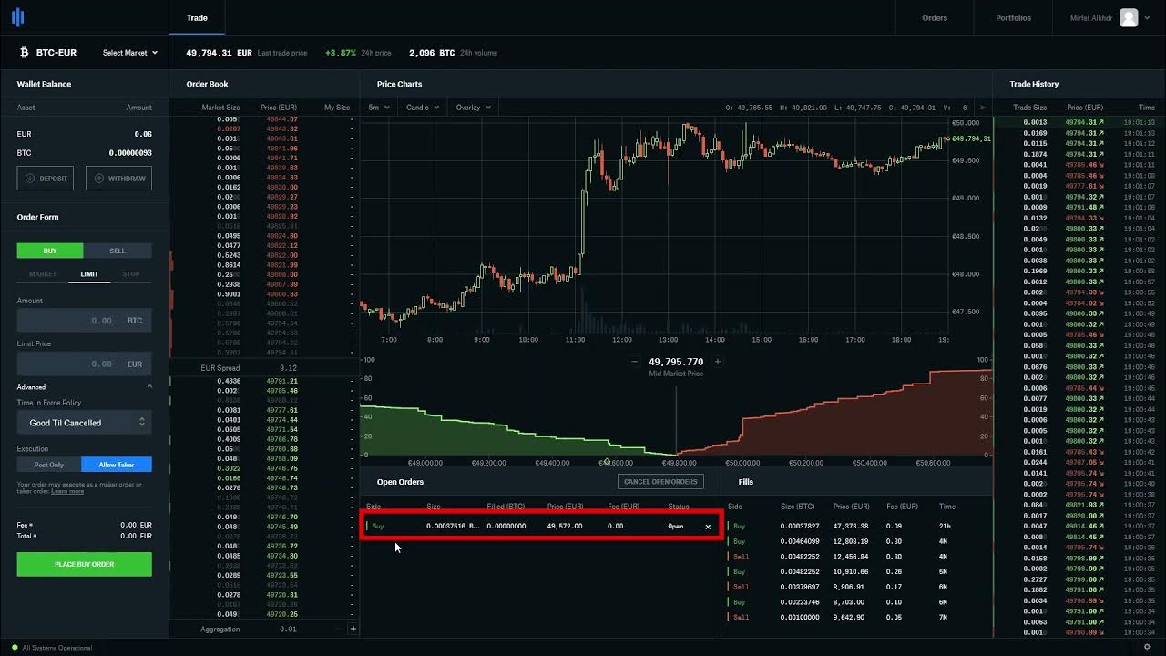 09 Placing Buy Limit Order And Canceling An Order . Coinbase Pro - YouTube