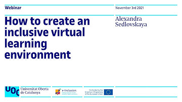 How to create an inclusive virtual learning environment, by Alexandra Sedlovskaya