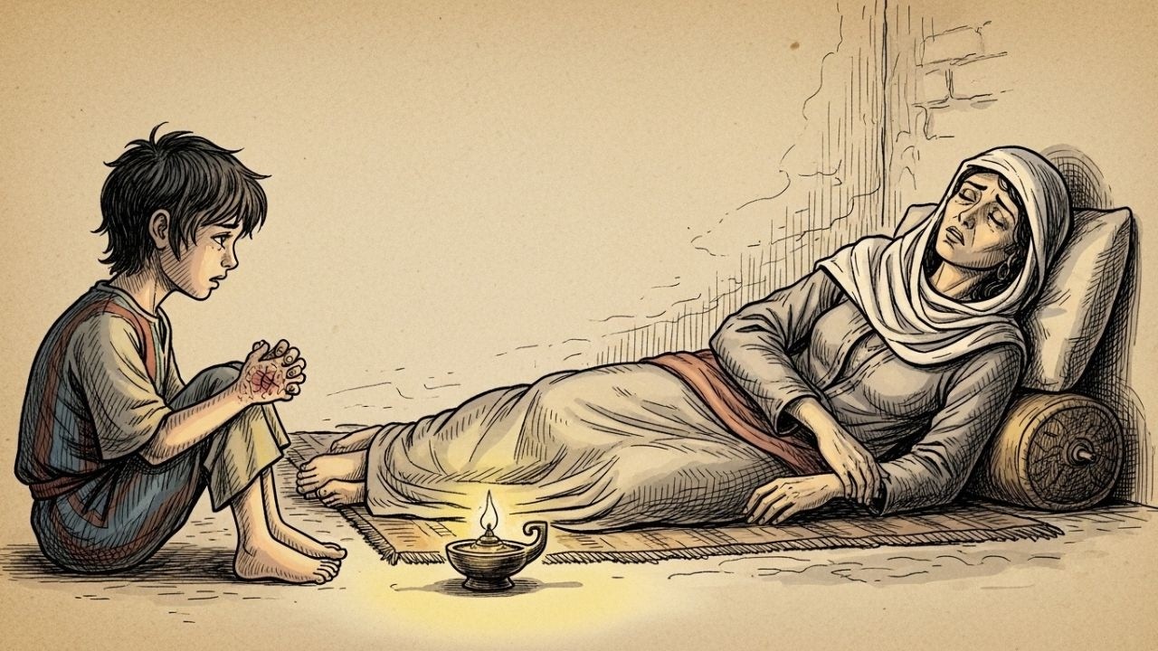 الطفل الذي ضحّى بمدرسته لأجل أمه المريضة… فجازاه الله أعظم جزاء! قصص قبل النوم